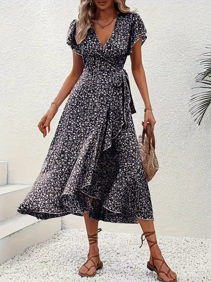 Robe portefeuille à fleurs
