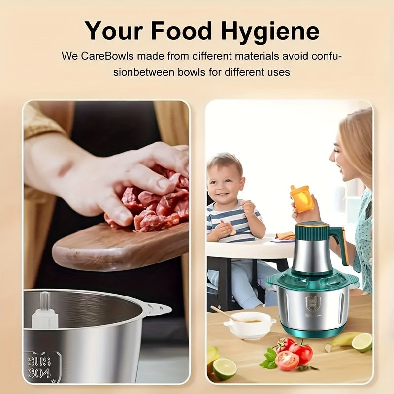 Hachoir à viande et trancheuse à légumes en acier inoxydable, puissants – Appareil de cuisine multifonction
