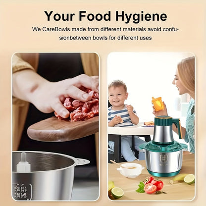 Hachoir à viande et trancheuse à légumes en acier inoxydable, puissants – Appareil de cuisine multifonction