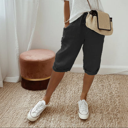 Casual Women's Cotton and Linen Shorts
