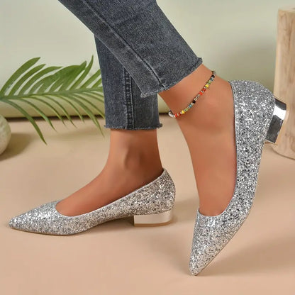 Ladies' Sparkling Glitter Ballerinas with Pointed Toe