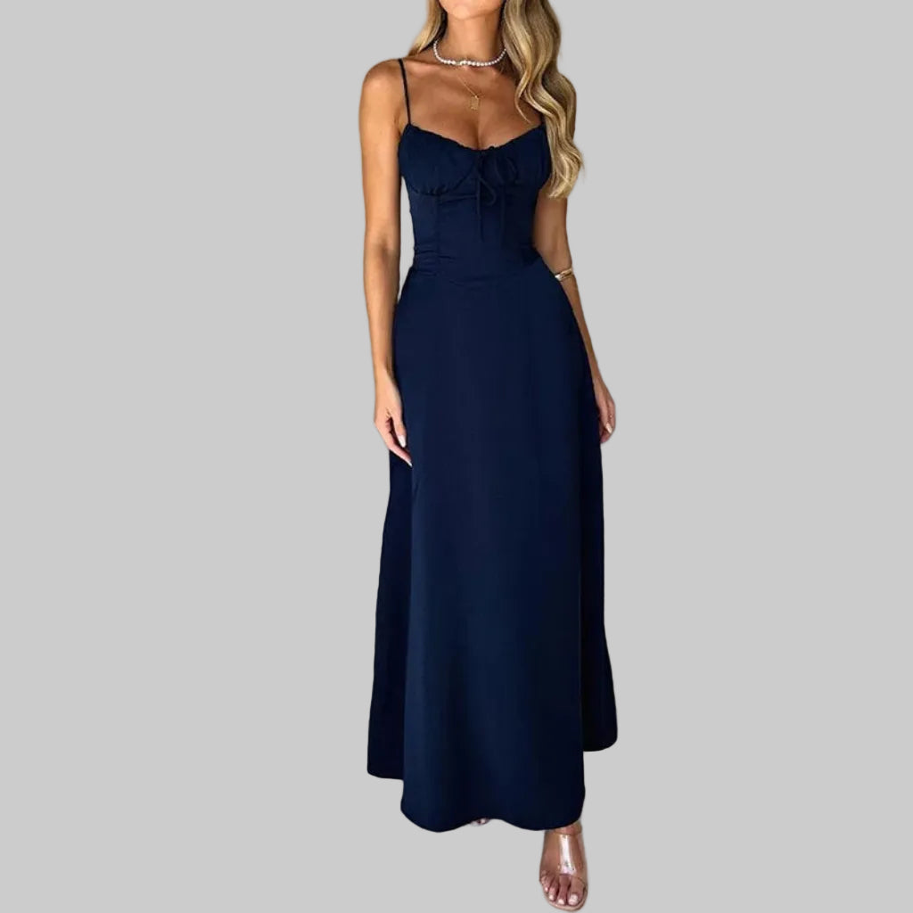 Abbigliamento femminile transfrontaliero: elegante vestito a linea ad A con schiena scoperta e allacciatura in pizzo