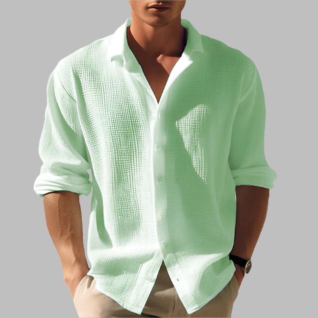 Lightweight Plain Cotton Linen Shirt for Men