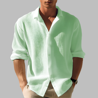 Lightweight Plain Cotton Linen Shirt for Men