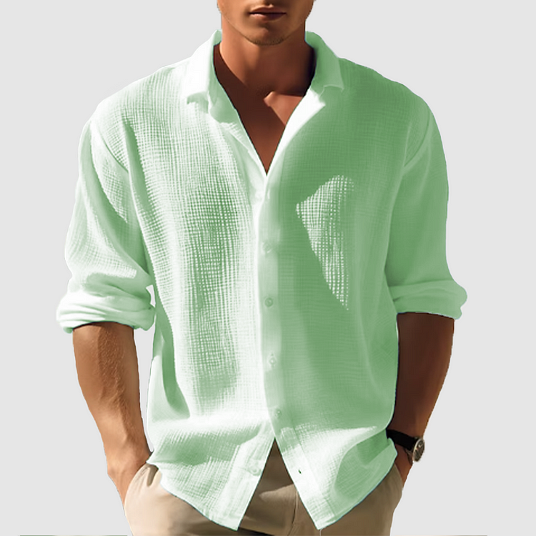 Camicia da uomo a maniche lunghe in materiale leggero e traspirante