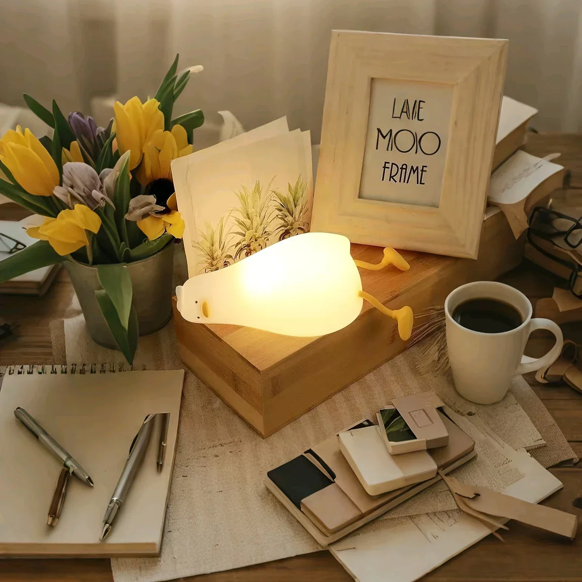 Eend-nachtlampje van zacht silicone met dimbaar licht voor de kinderkamer