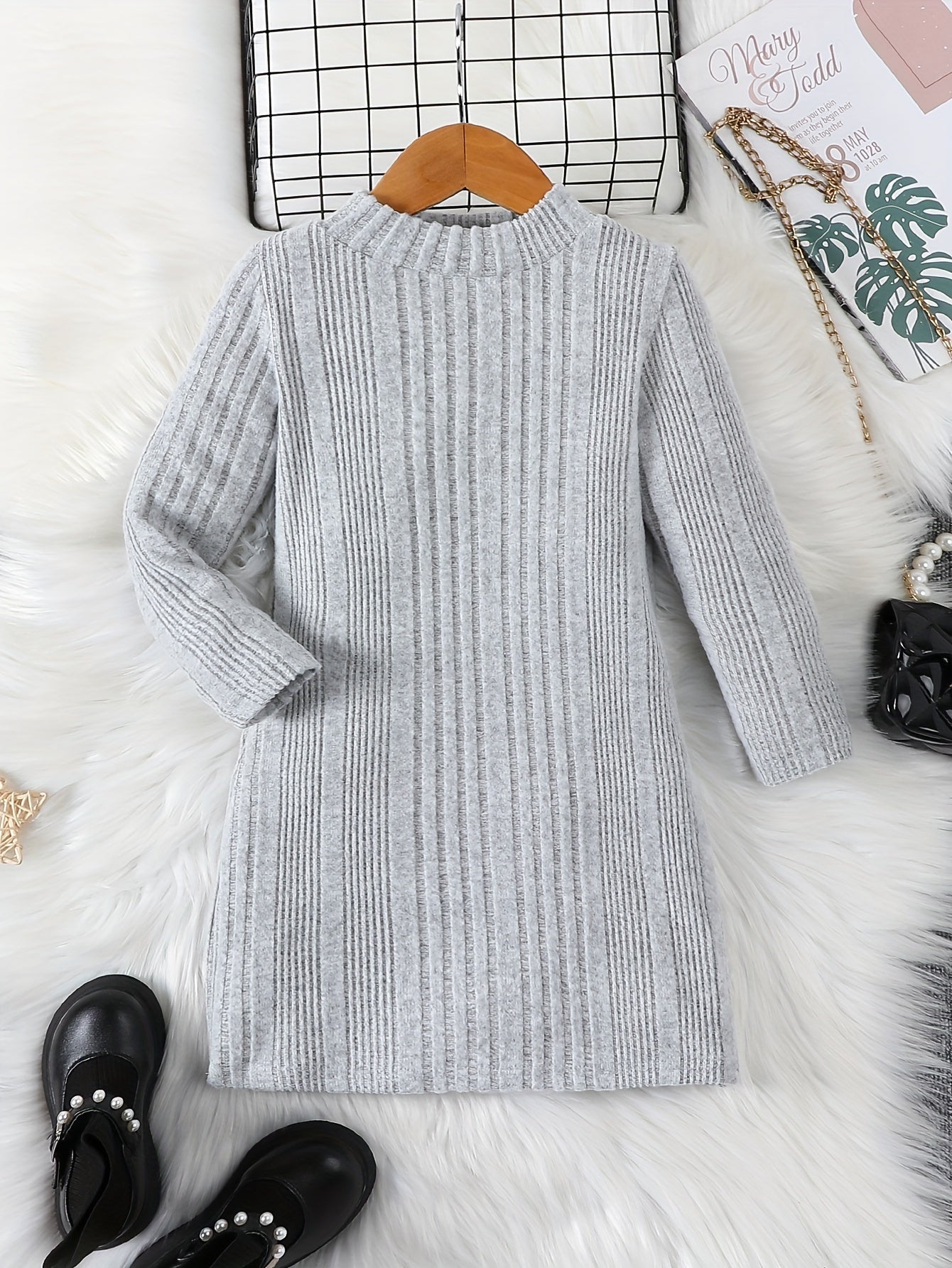 Girls' Long Casual Knitted Thermal Jumper with Round Neck for Winter - Jennida