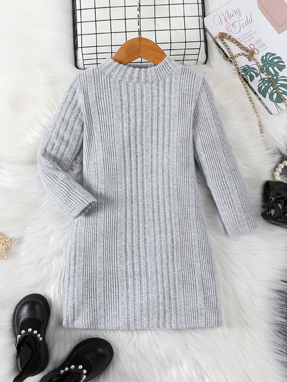 Girls' Long Casual Knitted Thermal Jumper with Round Neck for Winter - Jennida