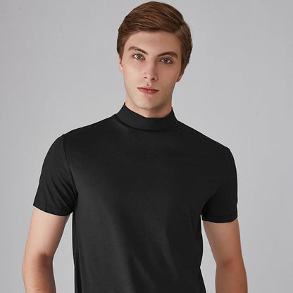 Herren-T-Shirt in Slim Fit mit hohem Kragen und modernem Schnitt