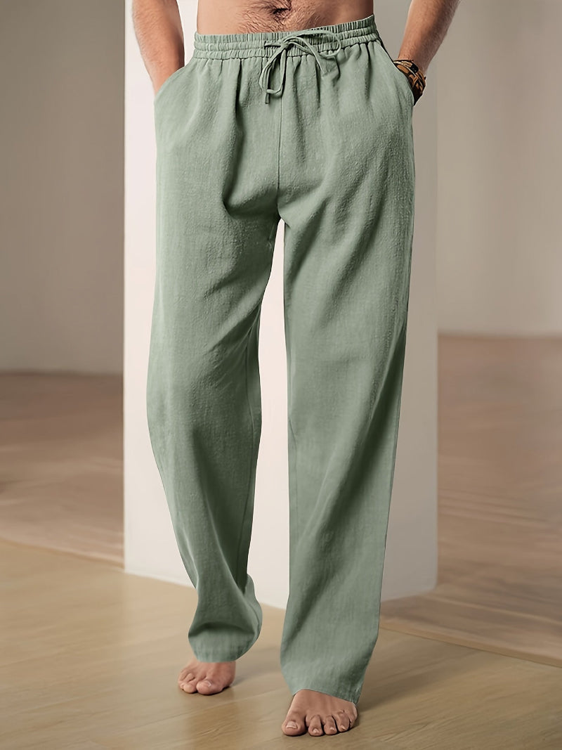 Relaxed Fit Drawstring Trousers for Men