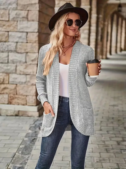 Open vest with ribbed texture