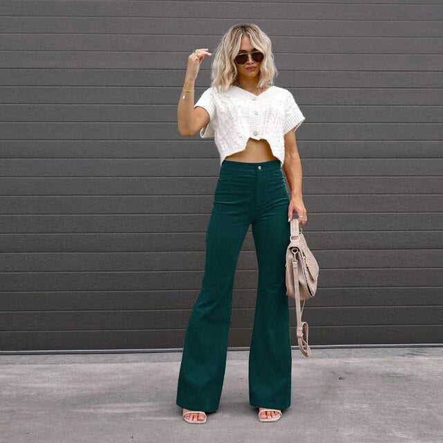 High-Waist Flared Trousers for Women