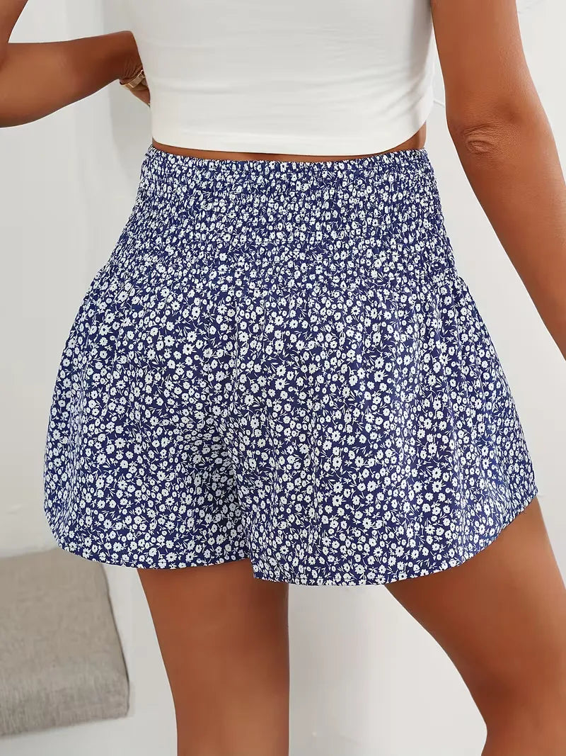 Shorts taille haute avec motif floral