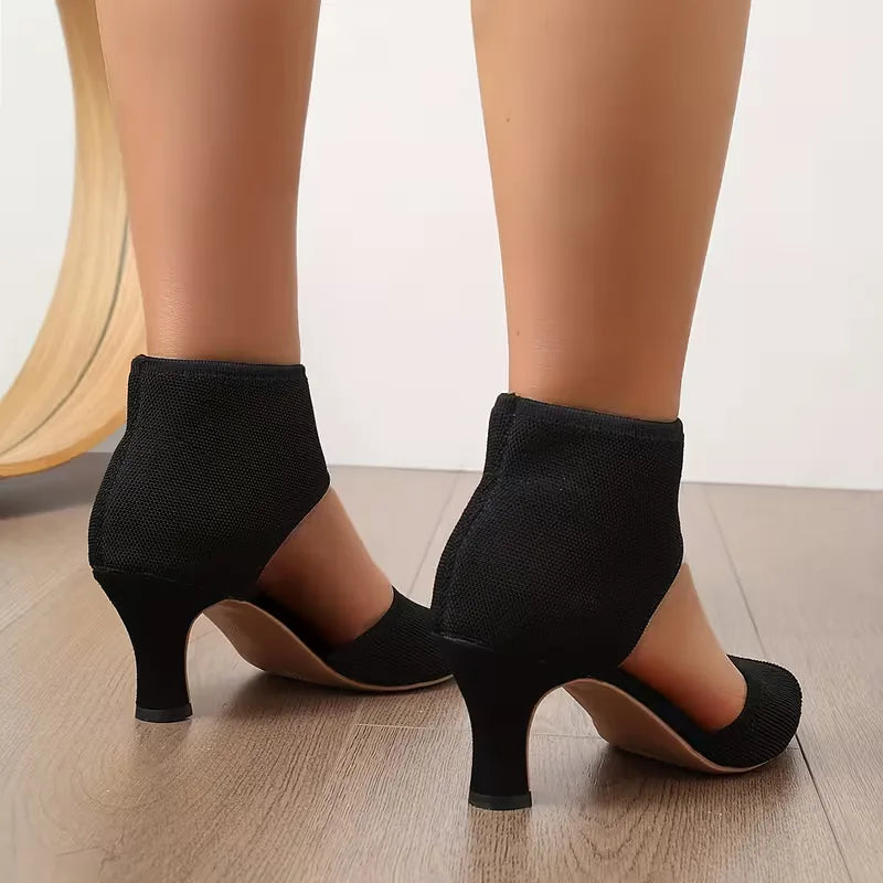 High-heeled sandal with breathable upper