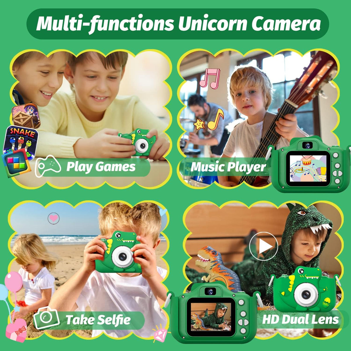 Fotocamera a forma di dinosauro - Cattura avventure creative - Un'esperienza unica