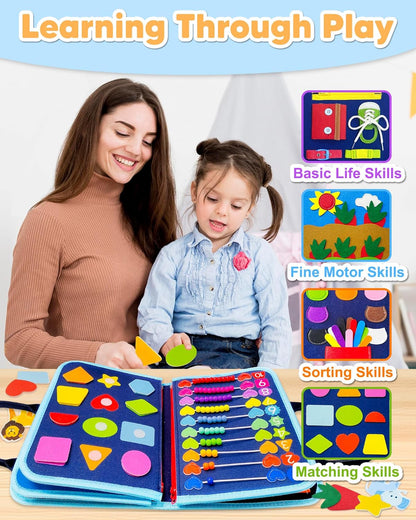 Panou interactiv de activități albastru - Distracție educativă pentru copii