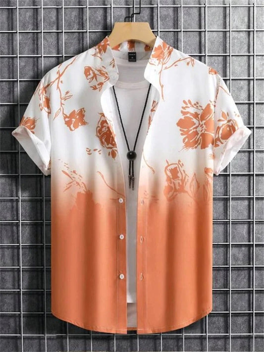 Amich - Camisa hawaiana con estampado de flores 3D
