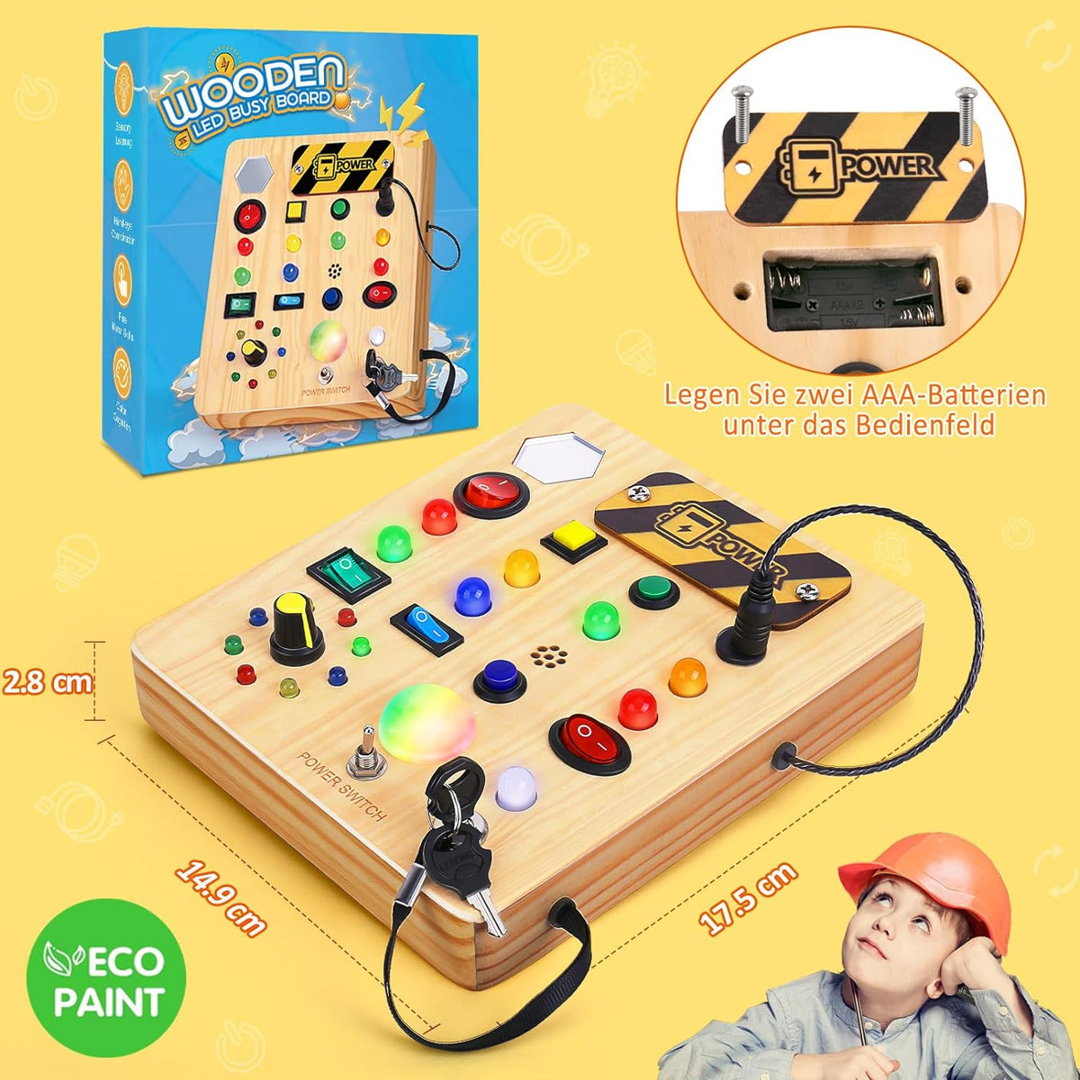 Montessori Toddler Busy Board - Music & Light Fun!