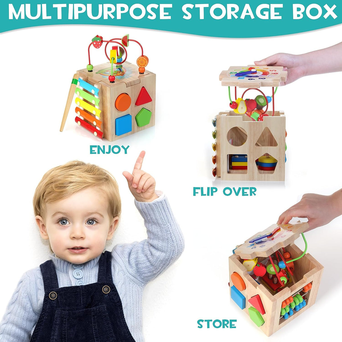 Montessori Activity Cube - 8-in-1 Educational Play Fun