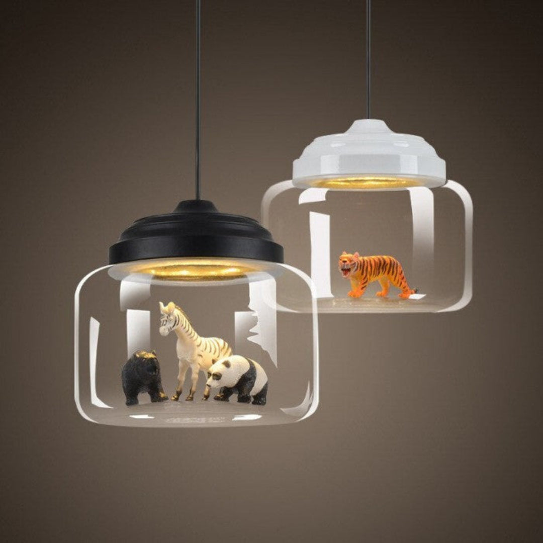 Petit Zoo in Glass Pendant Lamp – Unique Atmosphere with Miniature Animals