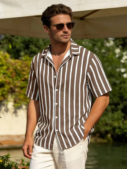 Chemise à manches courtes à rayures verticales
