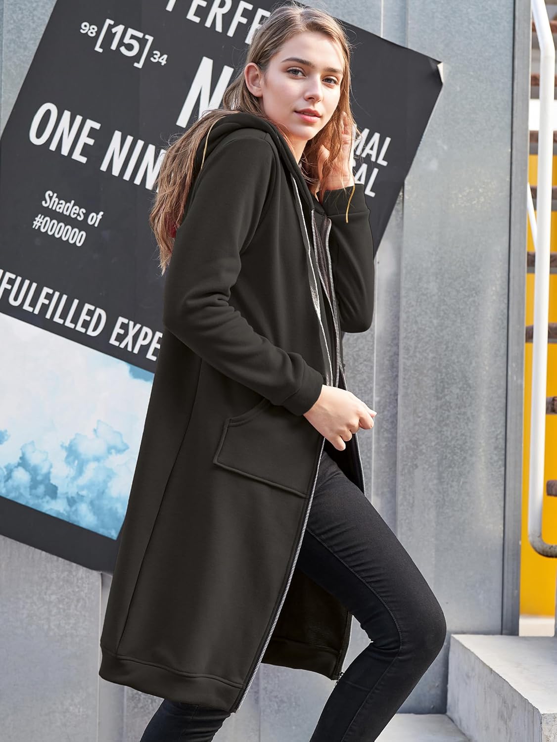 Sporty Comfortable Midi Sweat Dress with Zip Pockets for Women