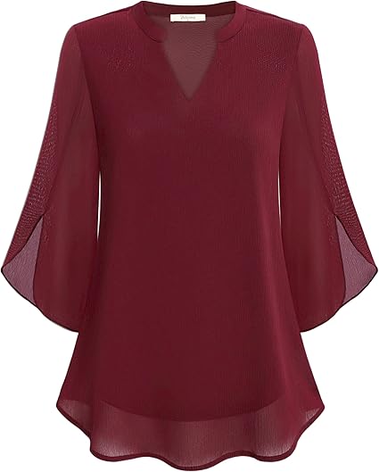 Elegant Ladies' Blouse with 3/4 Butterfly Sleeves and V-Neck