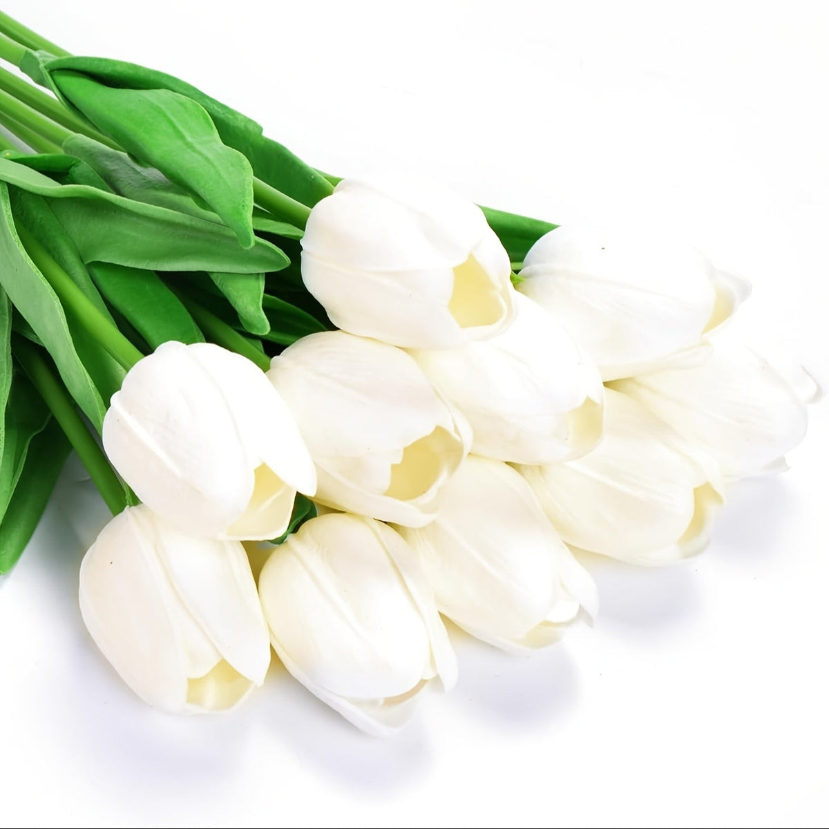 Set of 10 Artificial White Tulips – Perfect for Weddings, Photography and Interior Decoration