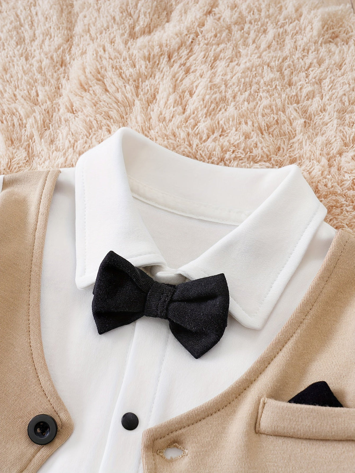 Tutina da gentiluomo Oliver - Elegante completo per neonati con papillon