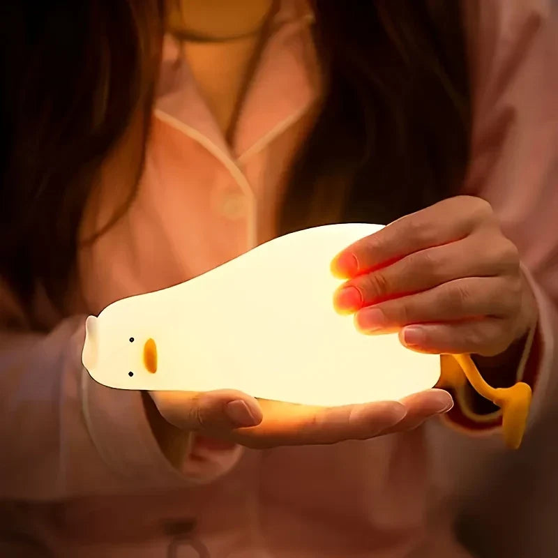 Eend-nachtlampje van zacht silicone met dimbaar licht voor de kinderkamer