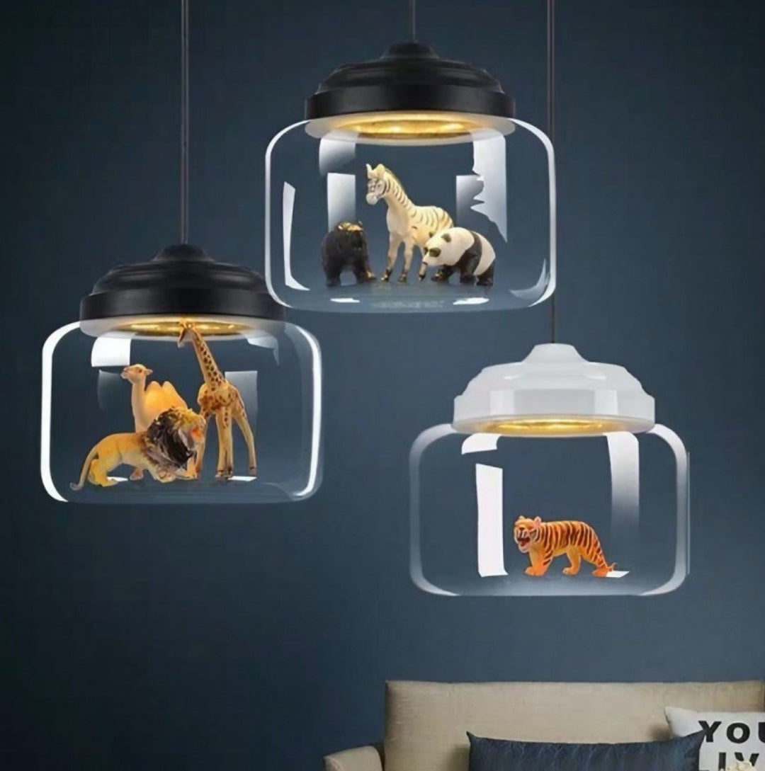 Petit Zoo in Glass Pendant Lamp – Unique Atmosphere with Miniature Animals