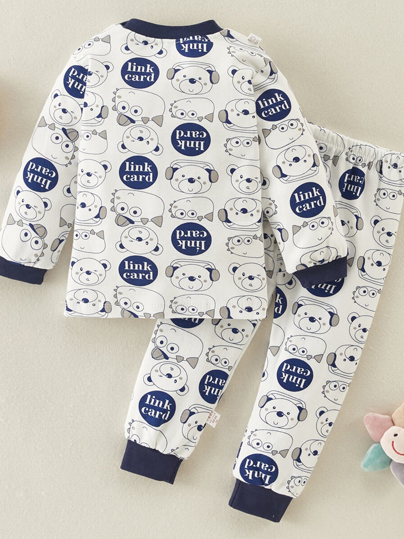 2-Piece Set Cartoon Letter Print Sweater with Long Sleeves and Pants - Jano