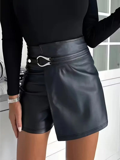 High Waist PU Leather Shorts