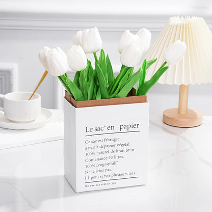 Set of 10 Artificial White Tulips – Perfect for Weddings, Photography and Interior Decoration