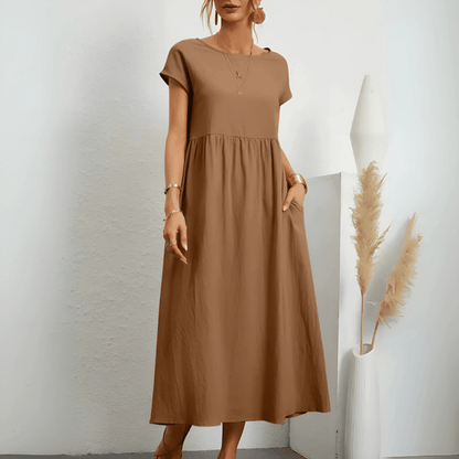 Vintage cotton and linen maxi dress for women