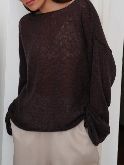 Ladies' Airy Fine Knit Jumper with Wide Sleeves