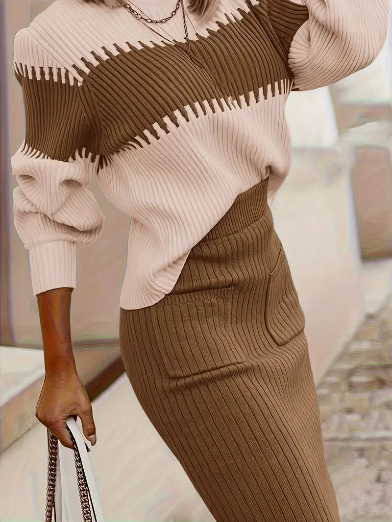 Ensemble deux pièces avec texture côtelée