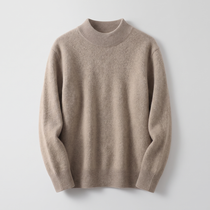 Ladies' Cosy Knitted Jumper with Stand-Up Collar and Ribbed Cuffs