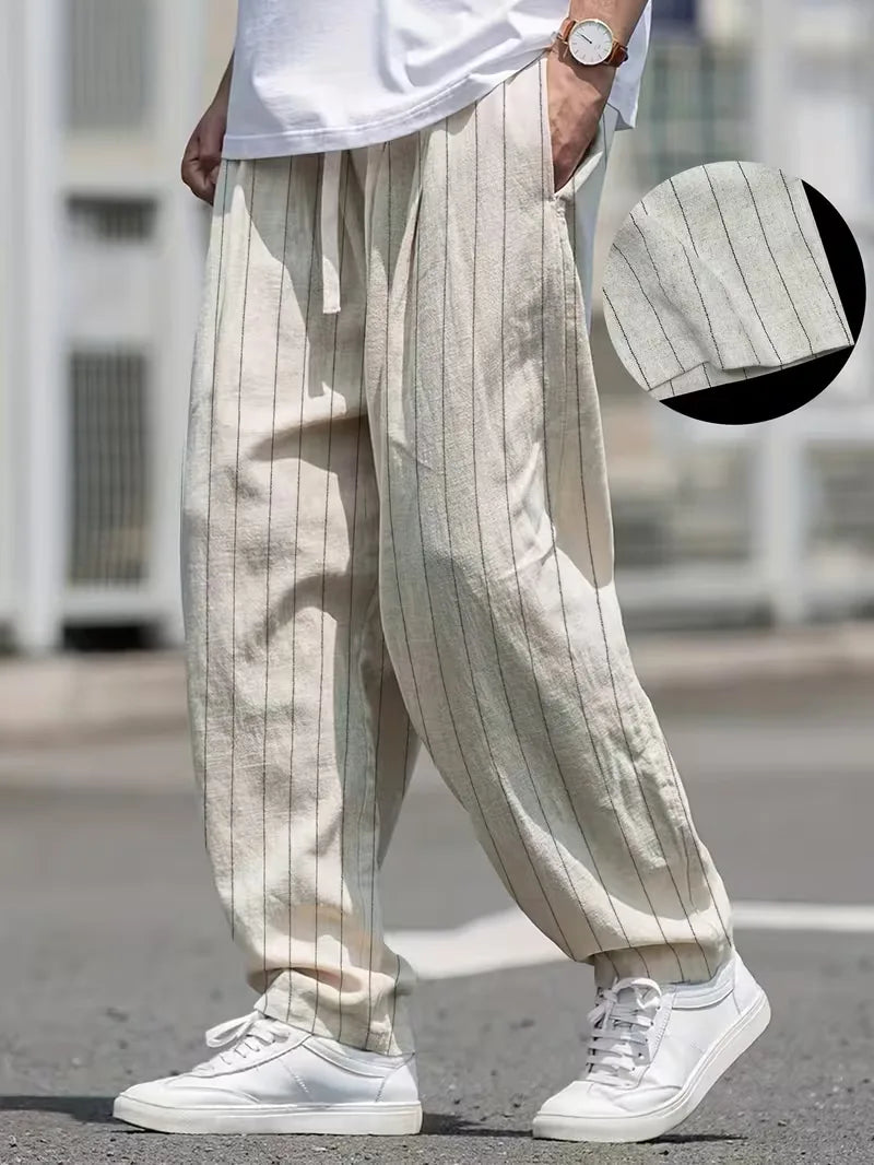 Pantalon large à rayures verticales