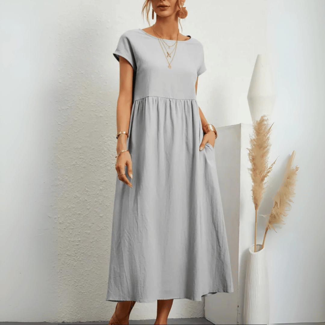 Vintage cotton and linen maxi dress for women