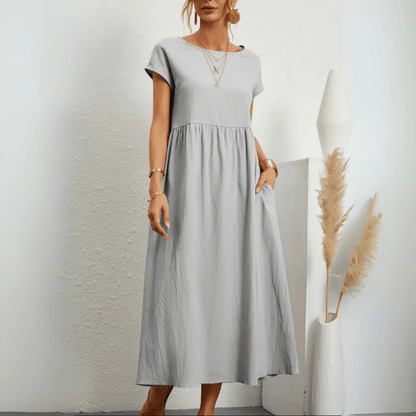 Vintage cotton and linen maxi dress for women