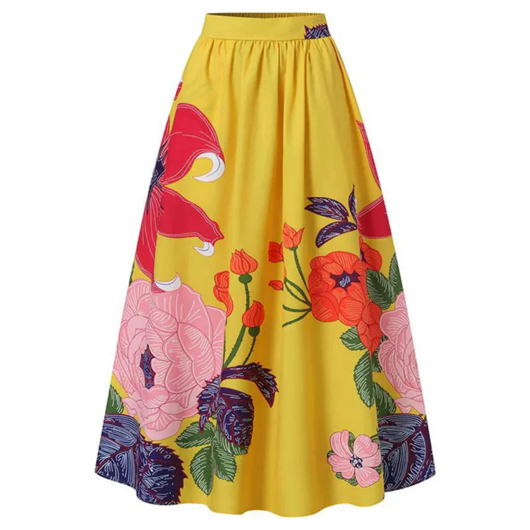 High-Waisted Skirt with Floral Pattern