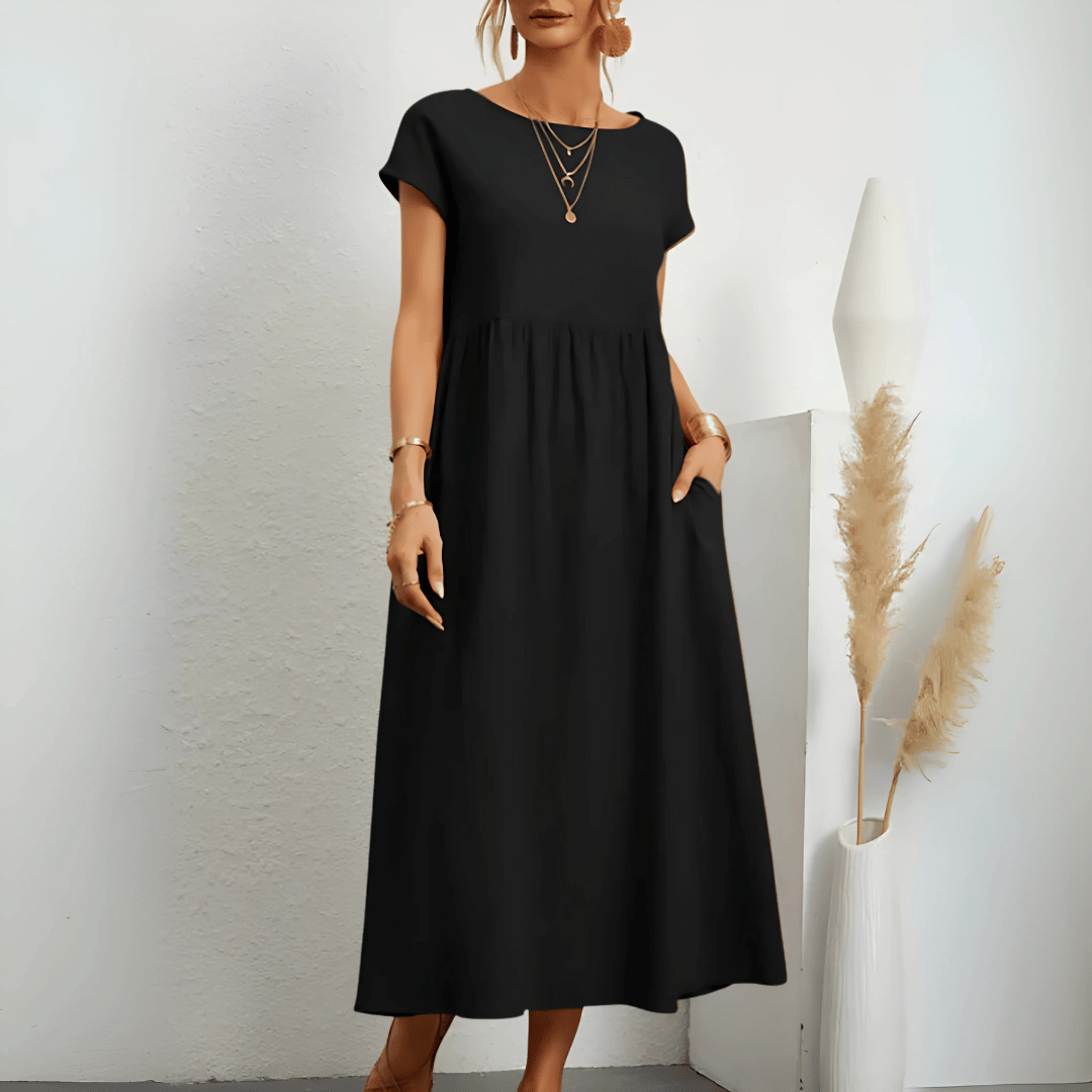 Vintage cotton and linen maxi dress for women
