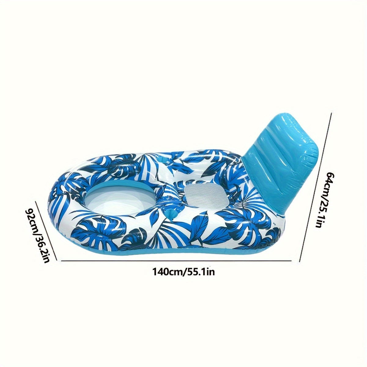 Inflatable Pool Lounge with Backrest and Cup Holders for Relaxing Floats