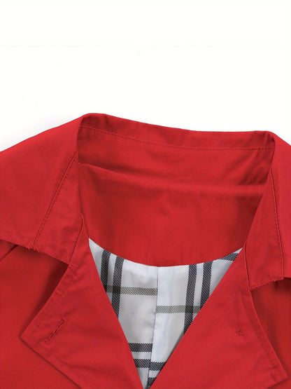 Girls' trench coat with classic button closure and collar tunic jacket with belt - Hanie