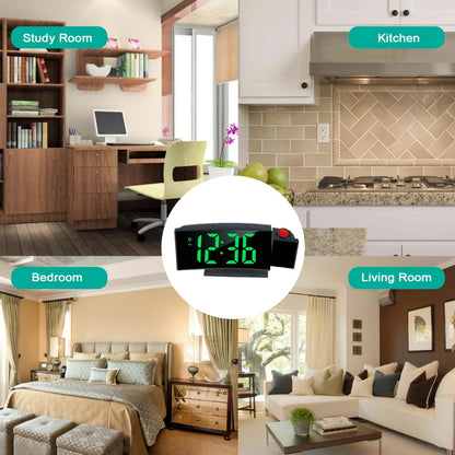 Digital Projection Alarm Clock – LED Display with Snooze Function and Adjustable Brightness