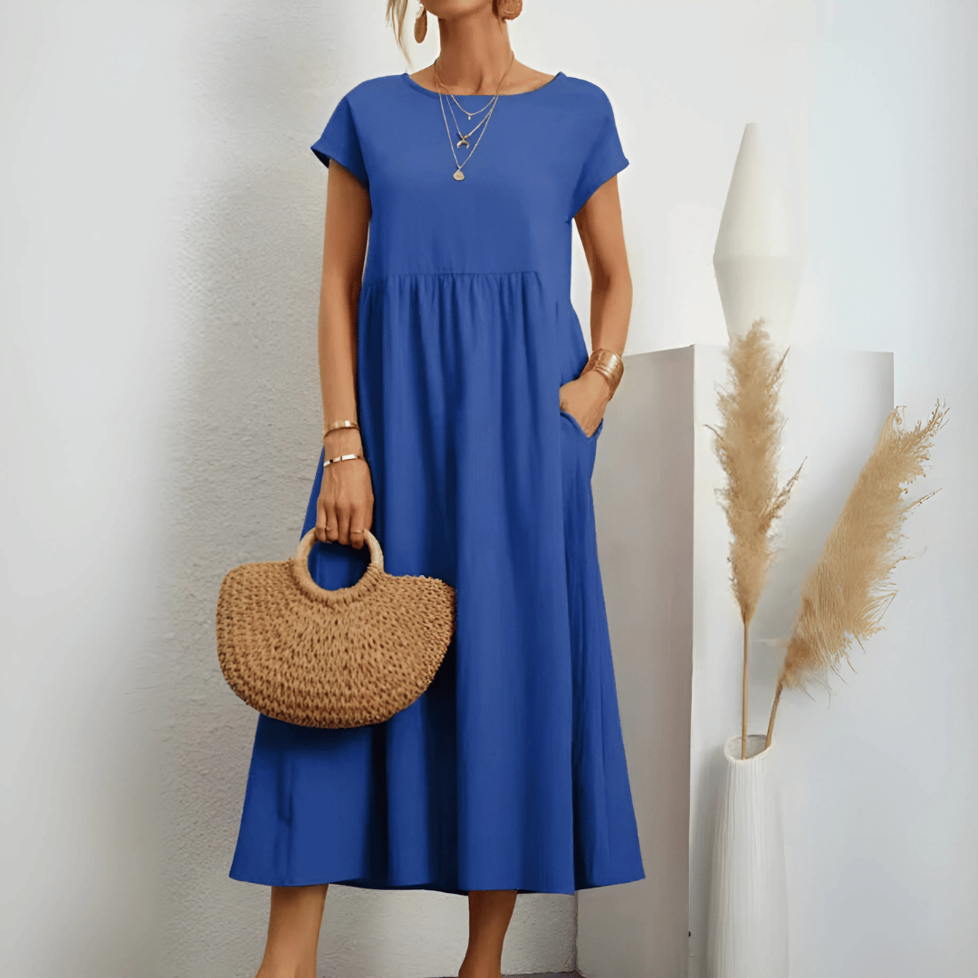 Vintage cotton and linen maxi dress for women