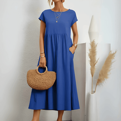Vintage cotton and linen maxi dress for women