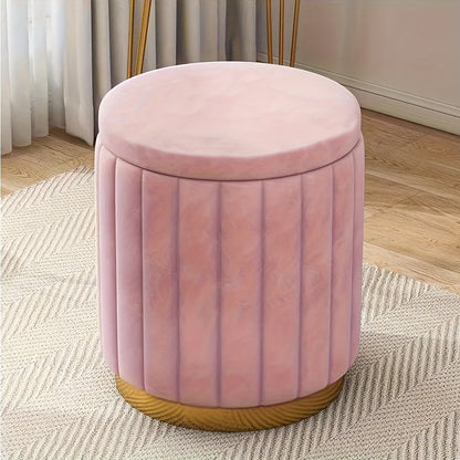 Puf de almacenamiento de estilo nórdico y elegante – Redondo, con espacio de almacenamiento y acabado de espejo