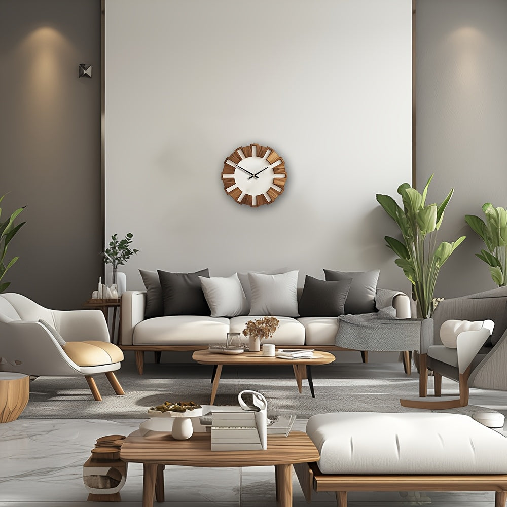 Reloj de pared rústico de madera con mecanismo silencioso – Diseño atemporal para la sala de estar, la oficina y el dormitorio